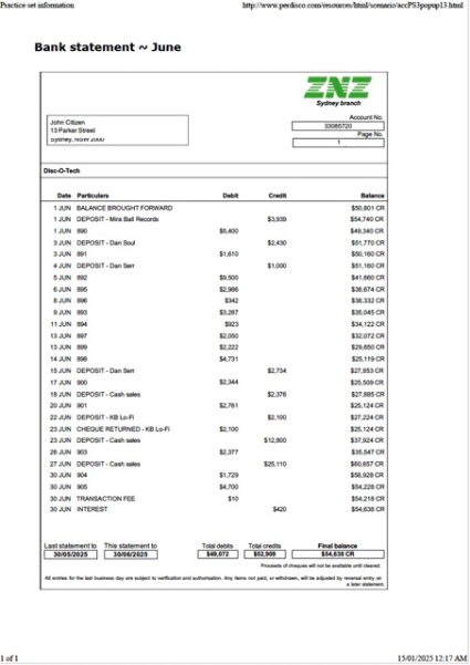 Download Australia ZNZ bank statement word